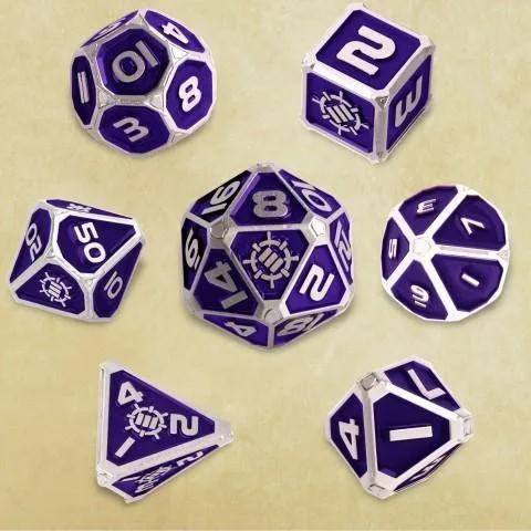 7pc Metal RPG Dice Set Purple - ENHANCE Tabletop Collectors Edition