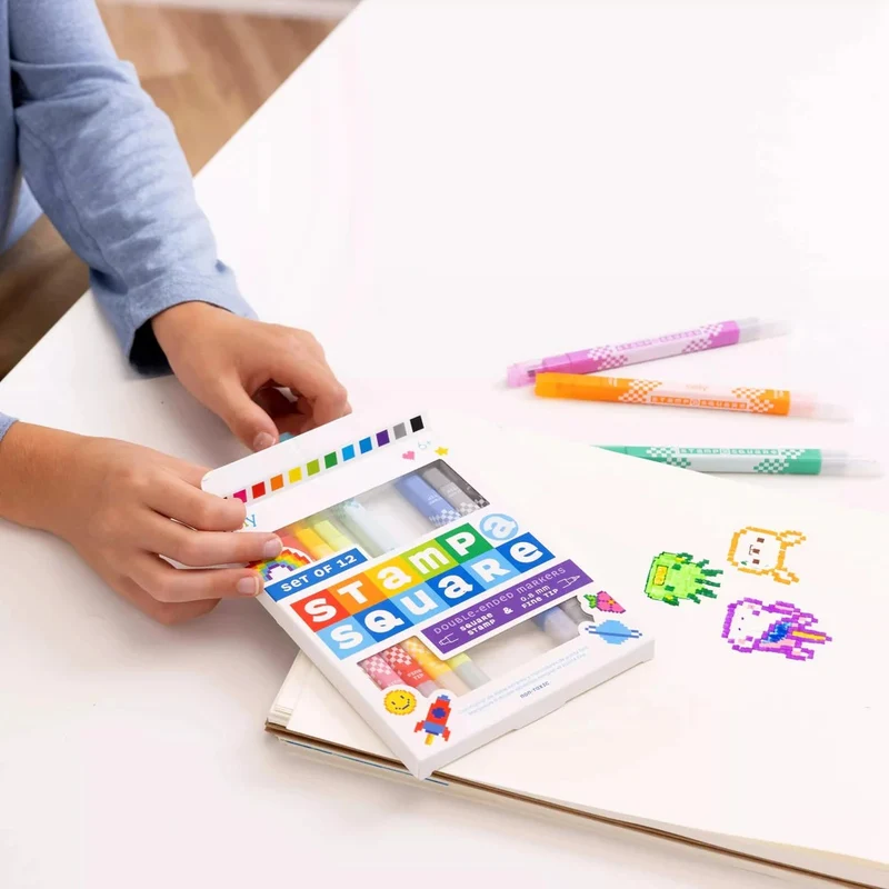 Feinschreiber mit Pixel-Art-Stempeln – Stamp-A-Square