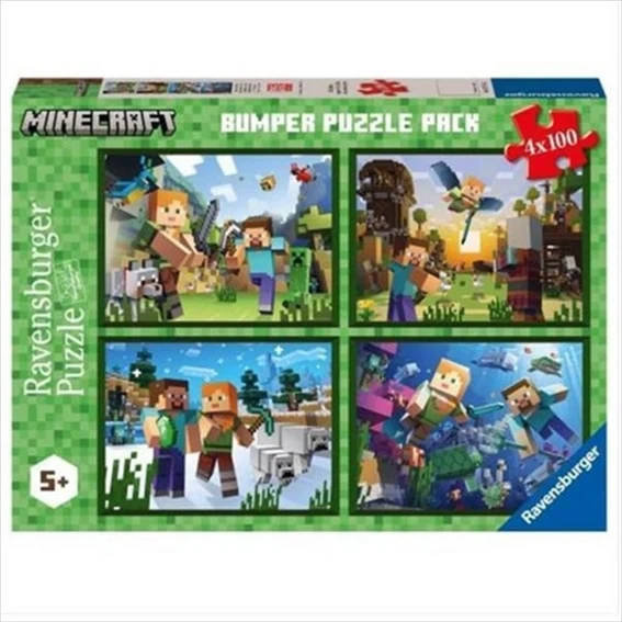 DMG Ravensburger Minecraft - Bumper Puzzle Pack (4 x 100pcs) (DAMAGED BOX)