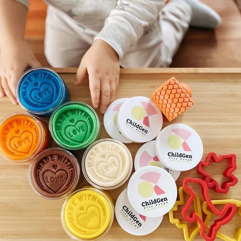 Natürliche Knete in Gläsern – Set mit 6 Farben