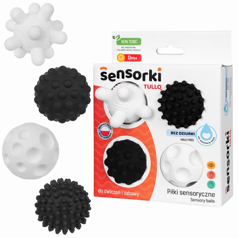 Sensorik-Bälle 4 Stück Schwarz-Weiß ohne Loch