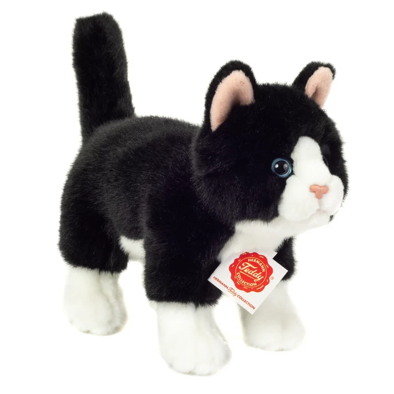 Teddy - Hermann - Katze stehend schwarz - weiss 20cm