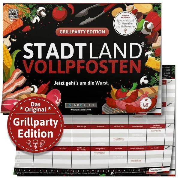Stadt Land Vollpfosten - Grillparty Edition (DinA4-Format)