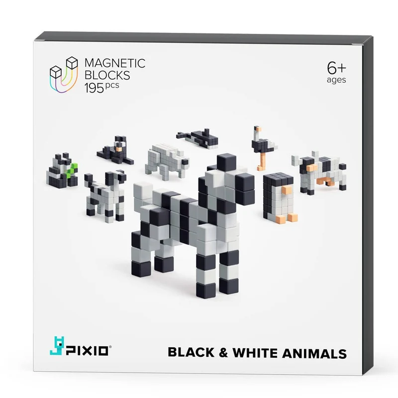 Magnetische Bausteine Schwarz-Weiß Tiere