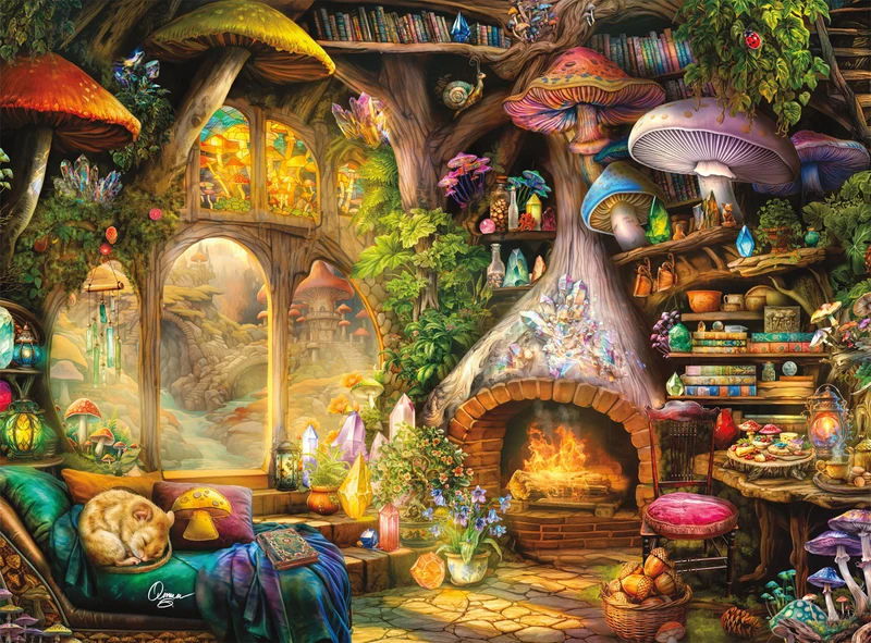 PFG Merry Mushroom Cottage, Aimee Stewart (1000pcs) (Usage/Used - PUZZLES FOR GOOD)