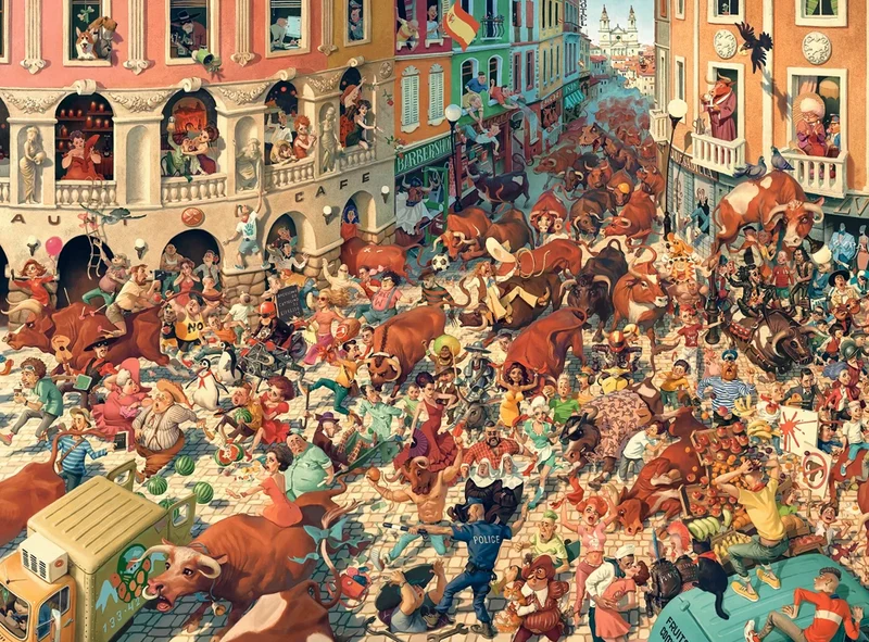 PFG Art Collection - Bull Run in Pampeluna (3000pcs) (Usage/Used - PUZZLES FOR GOOD)