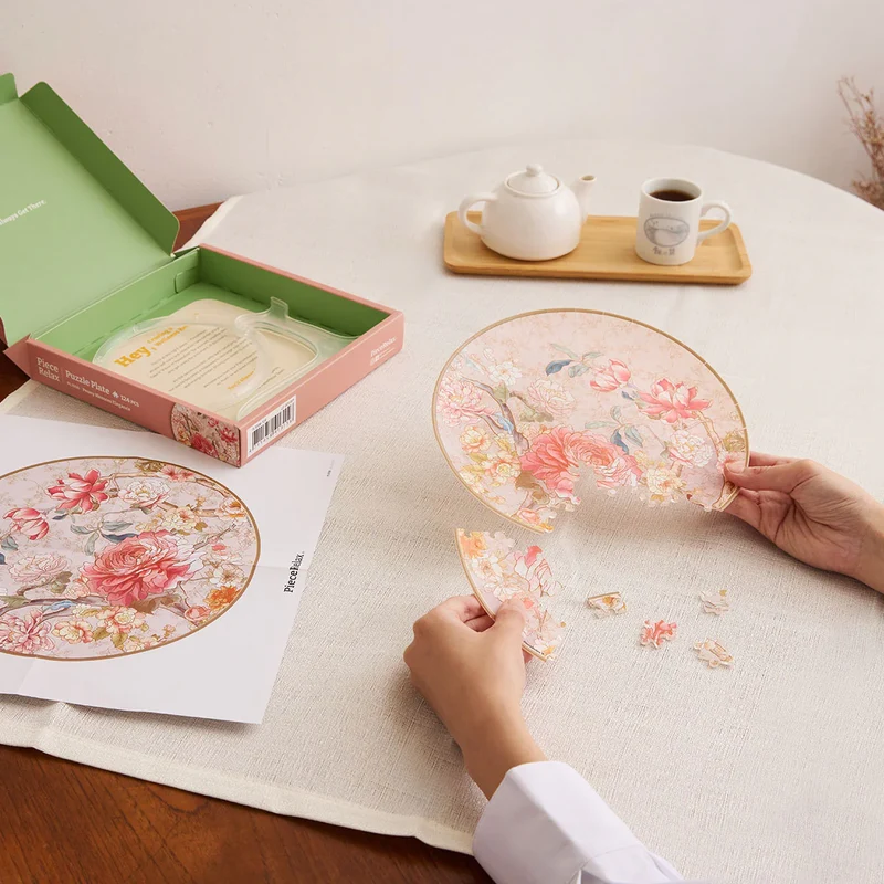 3D Puzzle Plate - Peony Blossom Elegance