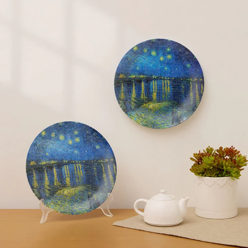 3D Puzzle Plate - Starry Night Over the Rhone, Van Gogh