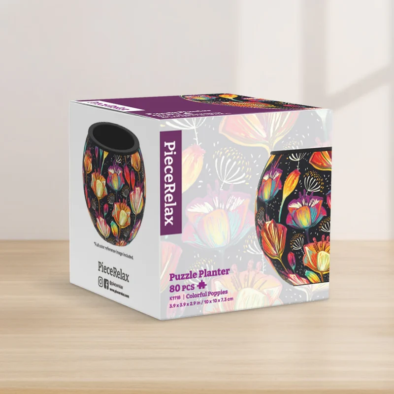 3D Puzzle Planter - Colorful Poppies