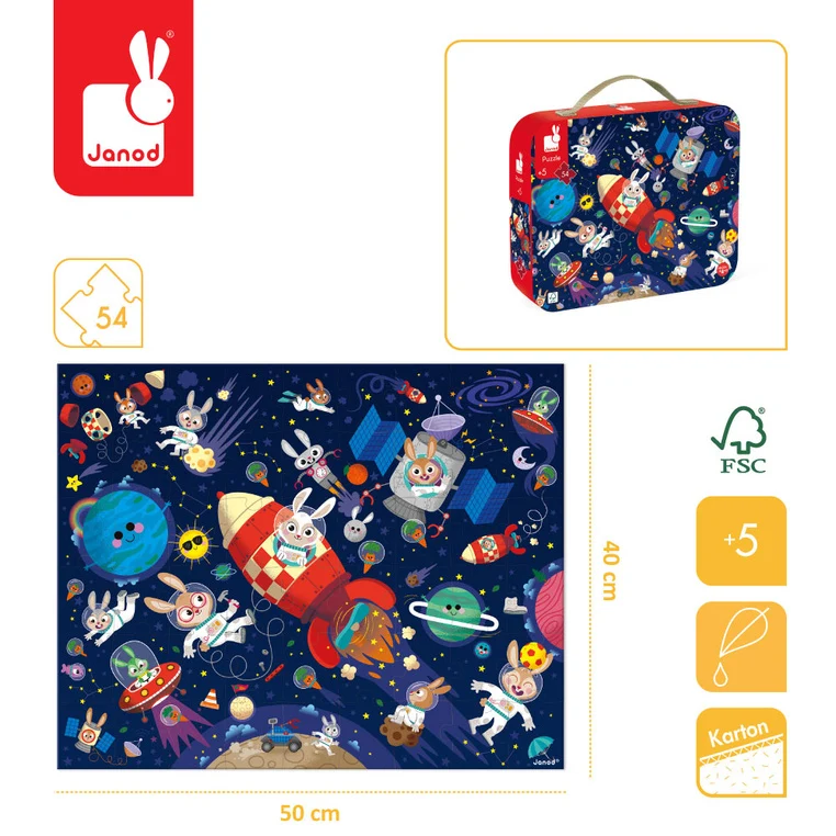 Puzzle in einem Koffer Made in France - Weltraumrakete 54 Teile 5+