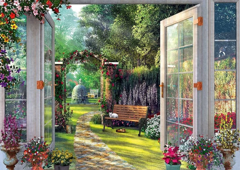 PFG View of the Enchanted Garden, Dominic Davison (1000pcs) (Usage/Used - PUZZLES FOR GOOD)