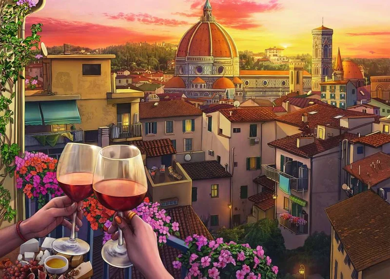PFG Ravensburger Cozy Wine Terrace (500 Large) (Usage/Used - PUZZLES FOR GOOD)