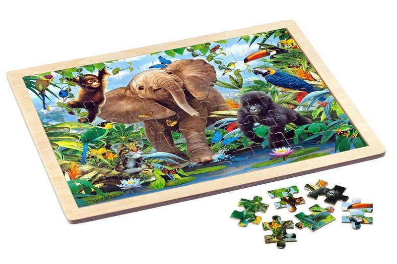 Rahmenpuzzle: Junior Jungle, Holz, 48 Teile