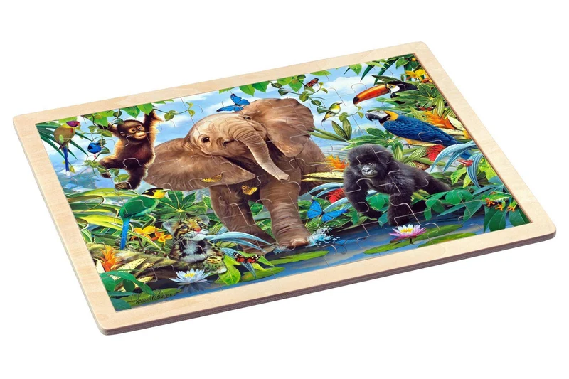 Rahmenpuzzle: Junior Jungle, Holz, 48 Teile