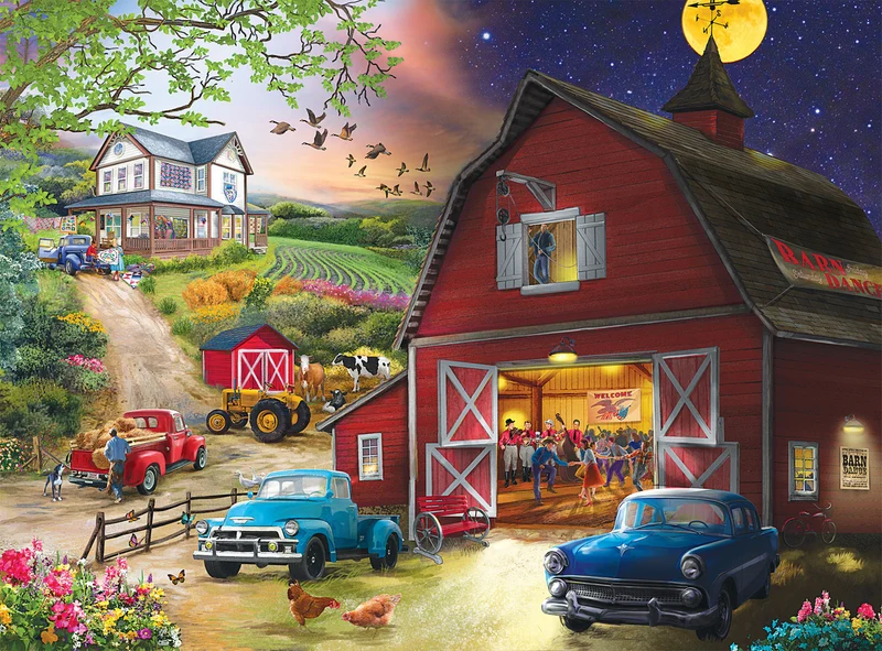 PFG Night & Day - Farm Life (1000pcs) (Usage/Used - PUZZLES FOR GOOD)