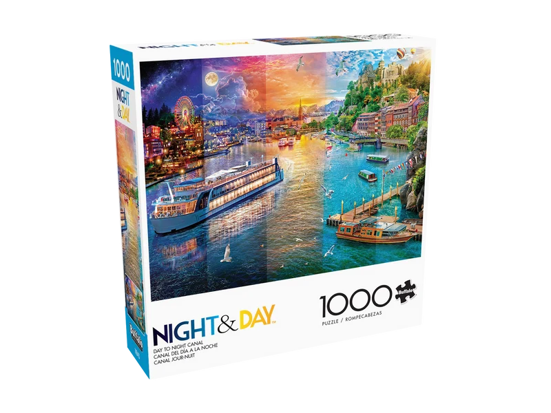 PFG Night & Day - Day to Night Canal (1000pcs) (Usage/Used - PUZZLES FOR GOOD)