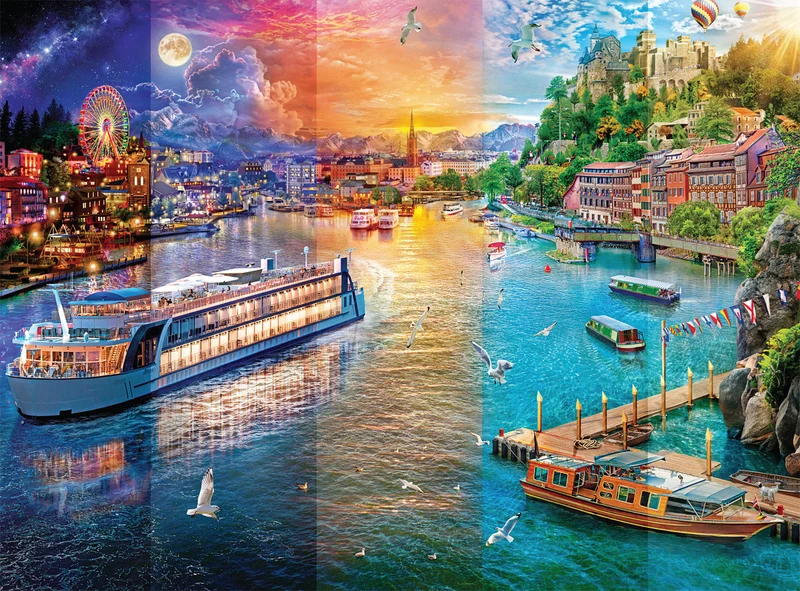 PFG Night & Day - Day to Night Canal (1000pcs) (Usage/Used - PUZZLES FOR GOOD)