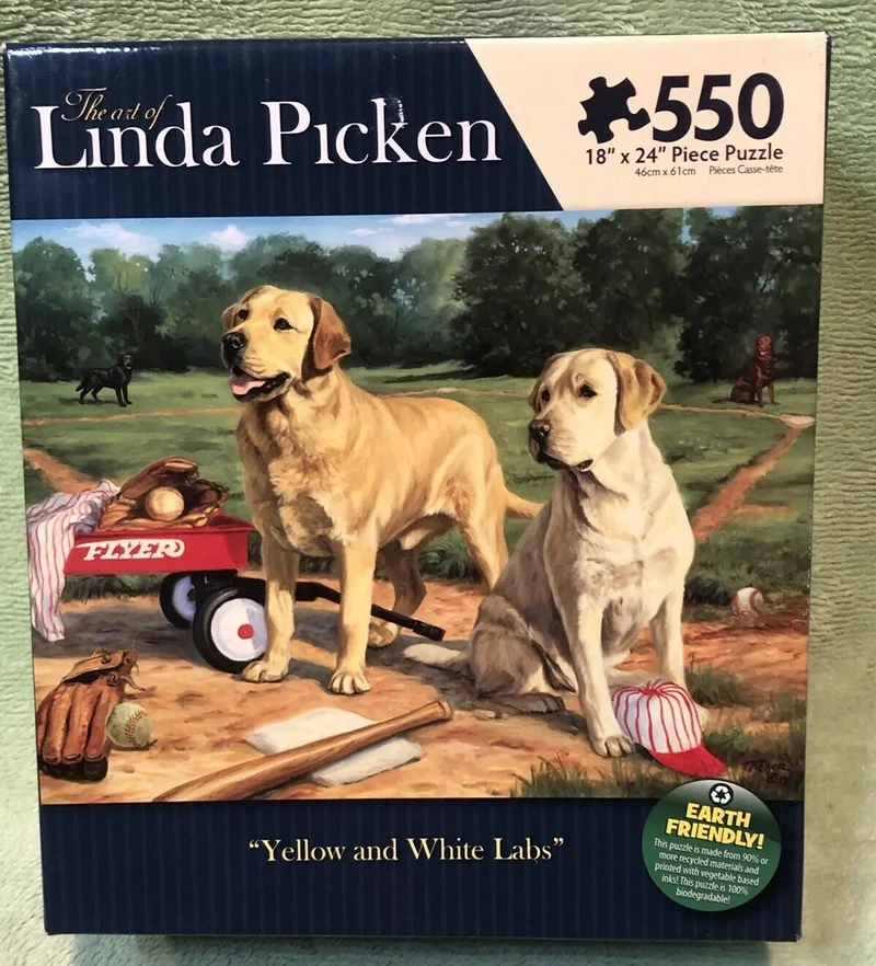 PFG Yellow & White Labs, Linda Picken (550pcs) (Usage/Used - PUZZLES FOR GOOD)