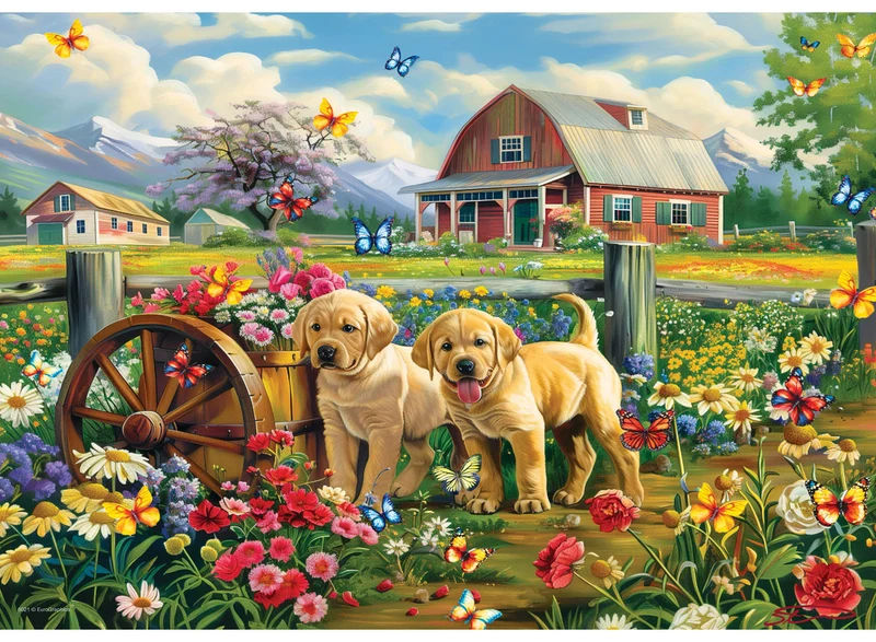 PFG Puppy Spring, Shawna Stewart (1000pcs) (Usage/Used - pUZZLES FOR GOOD)