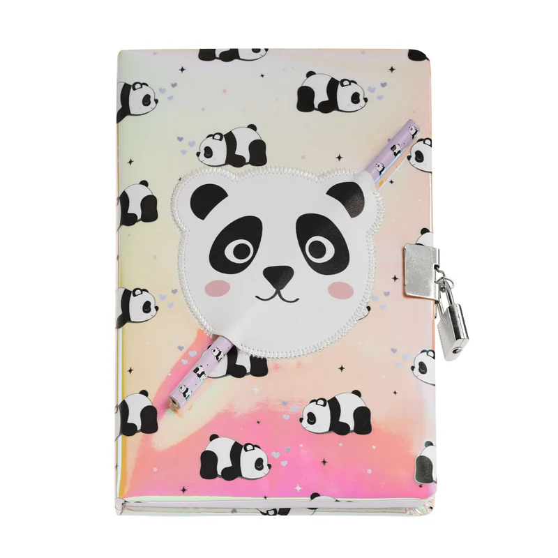Holografisches Tagebuch mit Schloss – Panda