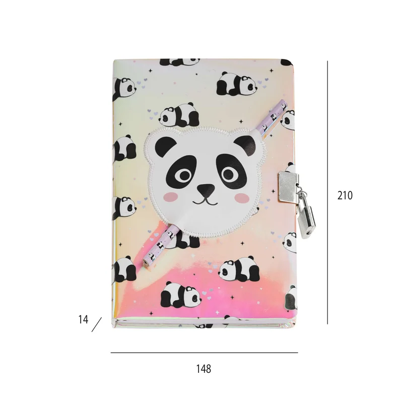 Holografisches Tagebuch mit Schloss – Panda