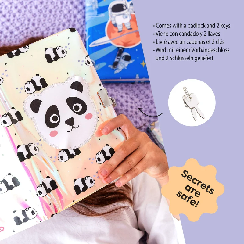Holografisches Tagebuch mit Schloss – Panda