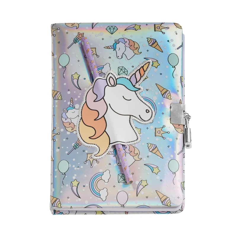 Holografisches Tagebuch mit Schloss – Einhorn