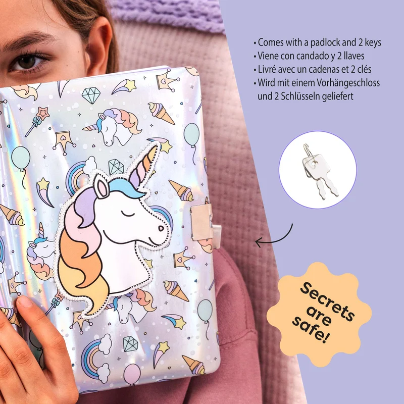 Holografisches Tagebuch mit Schloss – Einhorn