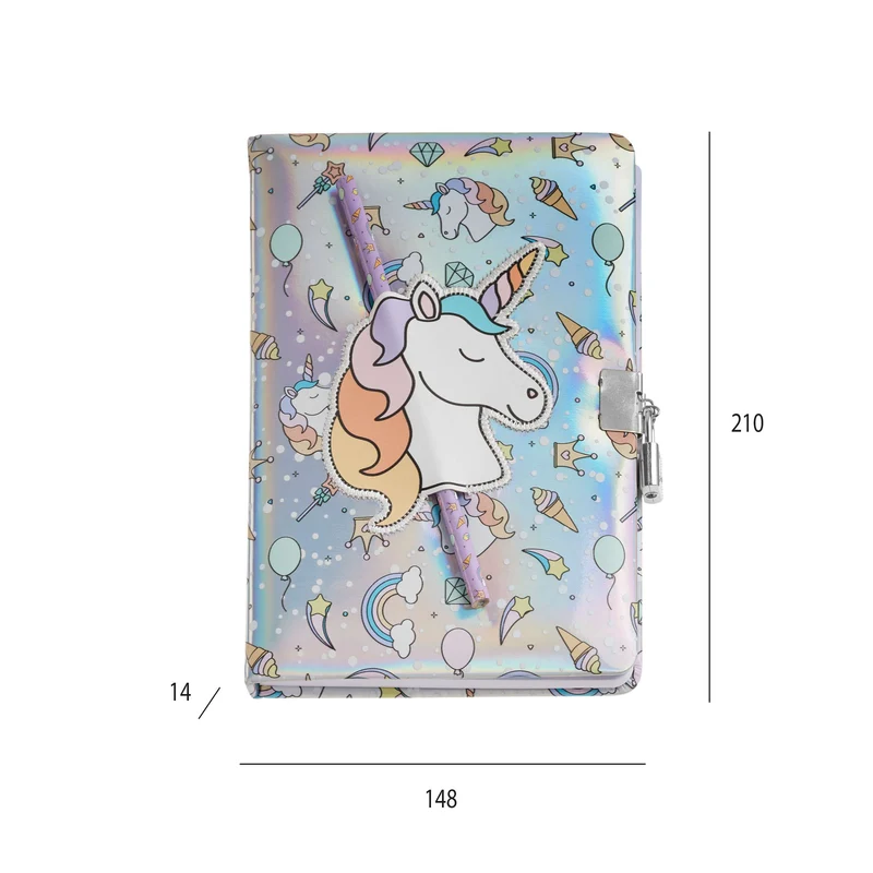 Holografisches Tagebuch mit Schloss – Einhorn
