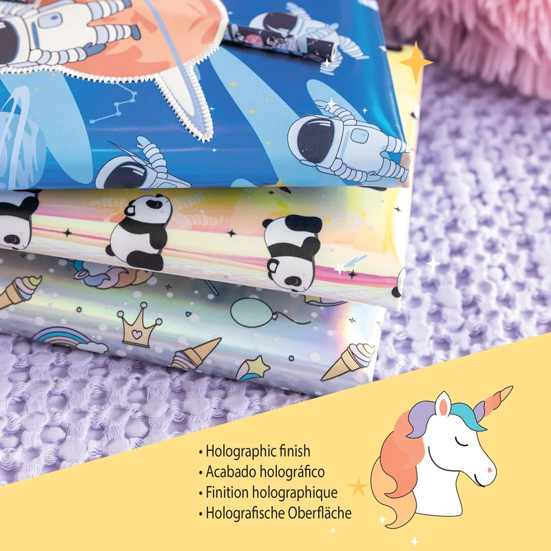 Holografisches Tagebuch mit Schloss – Einhorn
