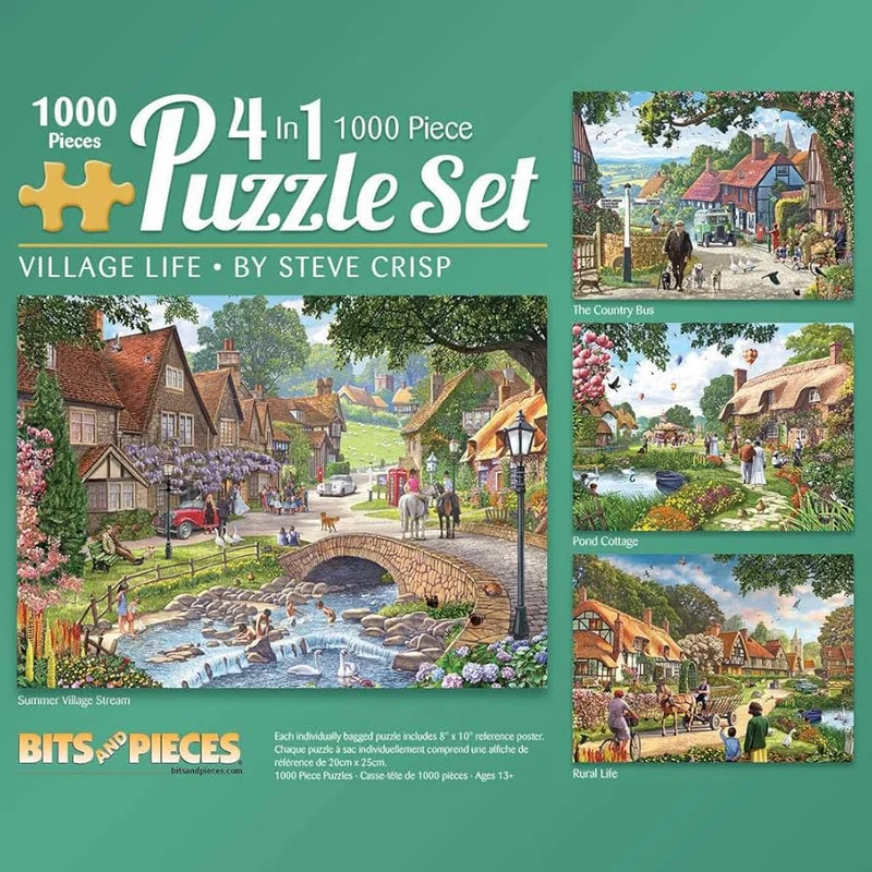 PFG 4-in-1 Set - Village Life, Steve Crisp (Usagé/Used - PUZZLES FOR GOOD)
