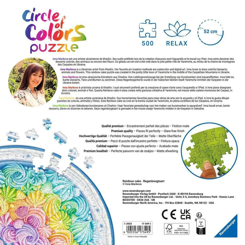 PFG Ravensburger Circle of Colors - Rainbow Cake (500pcs) (Usage/Used - PUZZLES FOR GOOD)