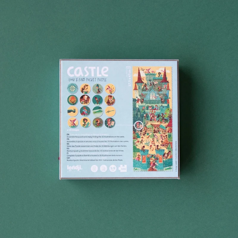 Taschenpuzzle mit Beobachtungsspiel – Burg 100 Teile