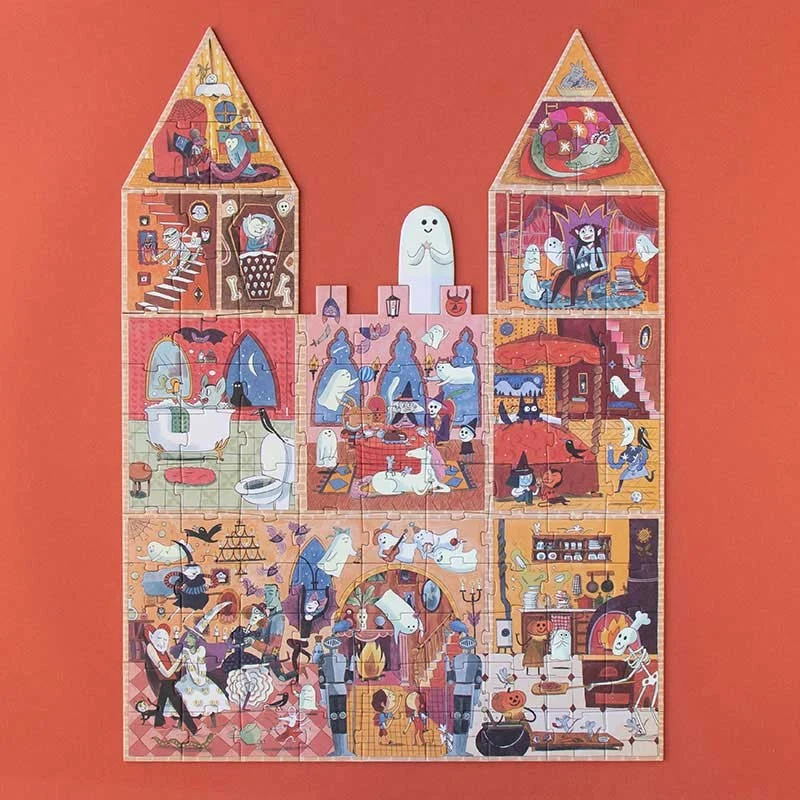 Doppelseitiges Puzzle, leuchtet im Dunkeln – Das verzauberte Schloss, 100 Teile