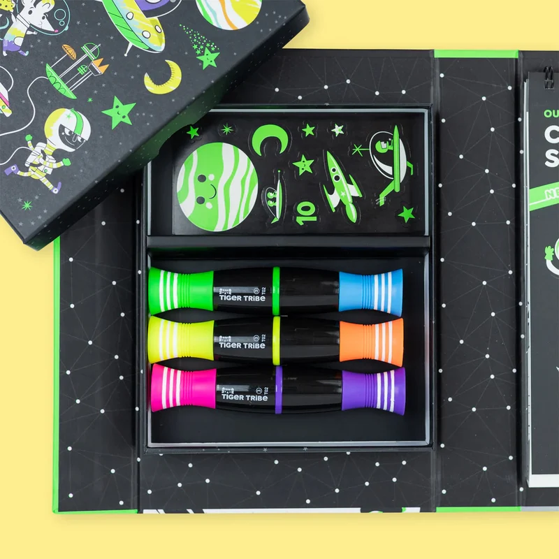 Neon-Malbuch-Set – Weltraum