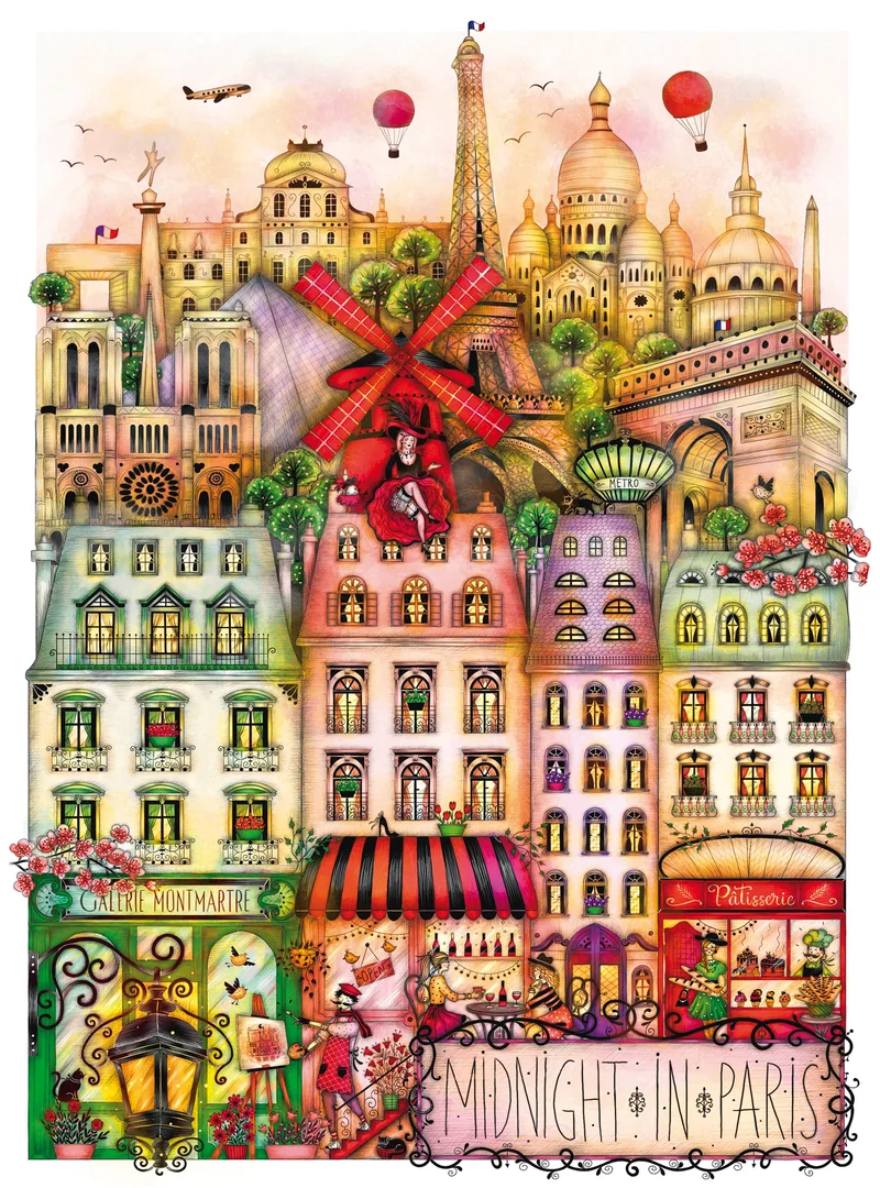 PFG Cities at Midnight - Paris, Madalina Tantareanu (1000pcs) (Usage/Used - PUZZLES FOR GOOD)