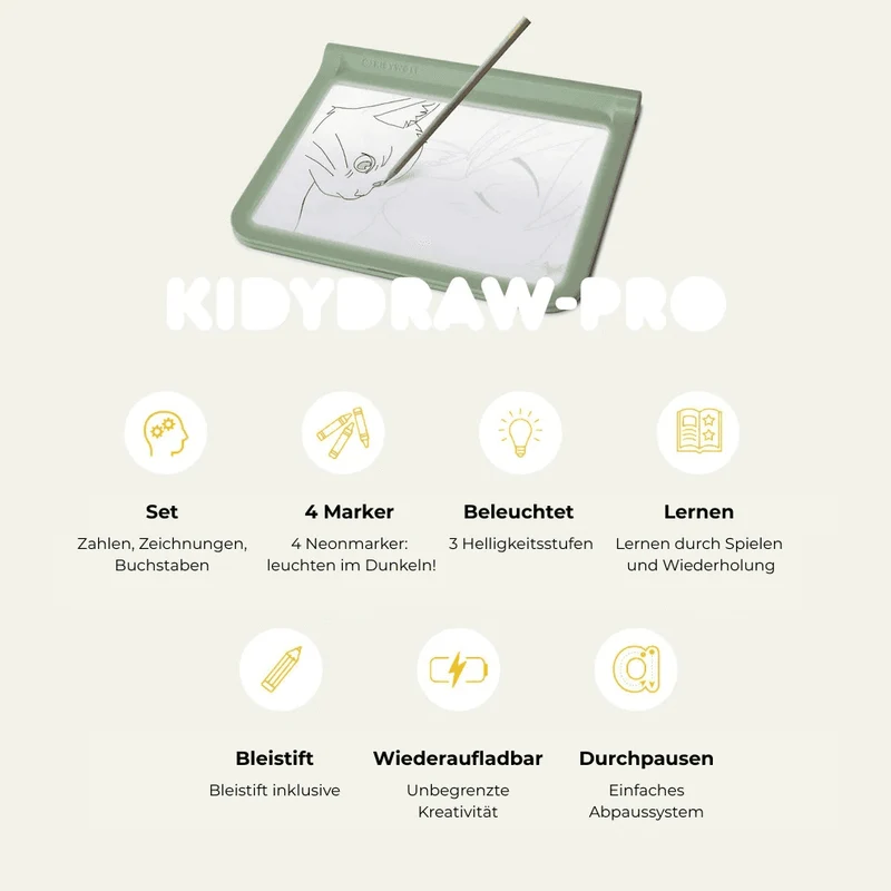 Leuchttafel zum Schreiben und Zeichnen Kidydraw Pro