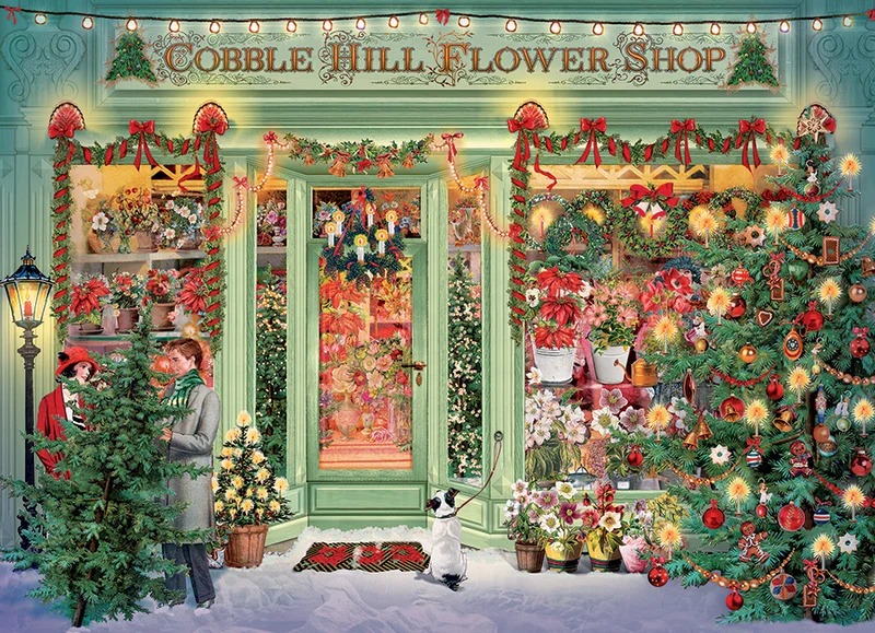 PFG Christmas Flower Shop, Barbara Behr (1000pcs) (Usage/Used - PUZZLES FOR GOOD)