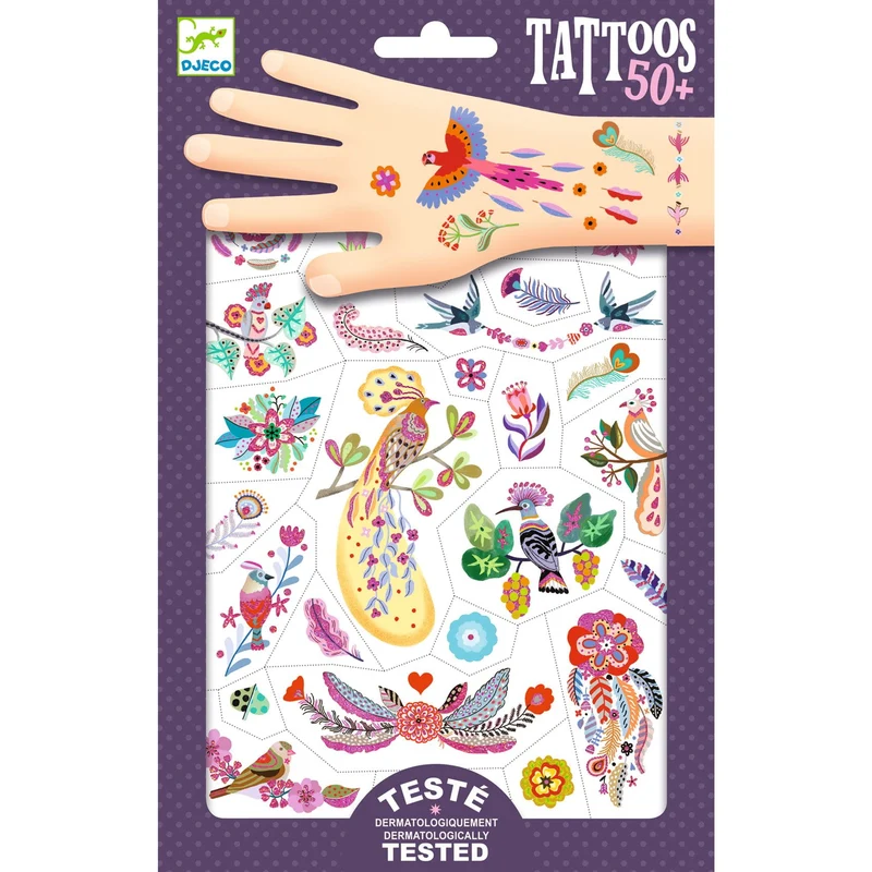 Glitter-Tattoos – Exotische Vögel
