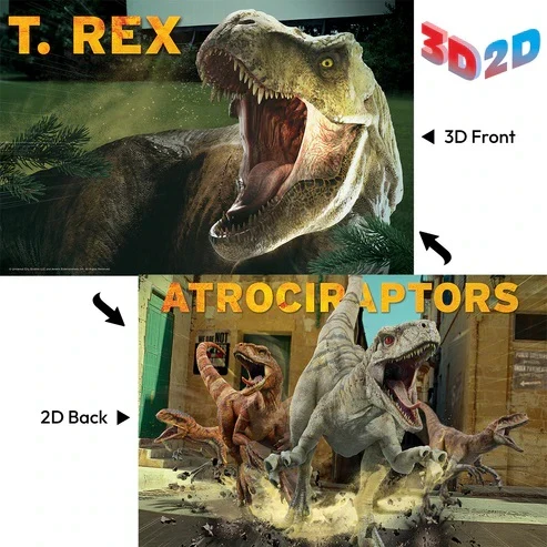 3D/2D - Jurassic World - TRex/Atrociraptors (Double-Sided) (200pcs)
