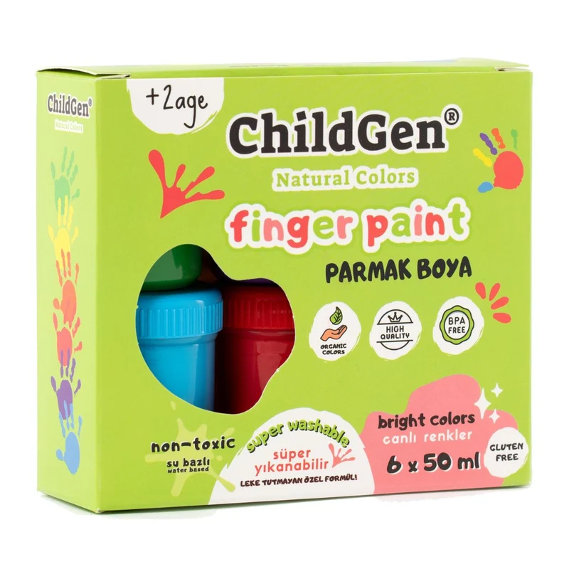 Fingerfarben 6 x 50 ml, leicht abwaschbar