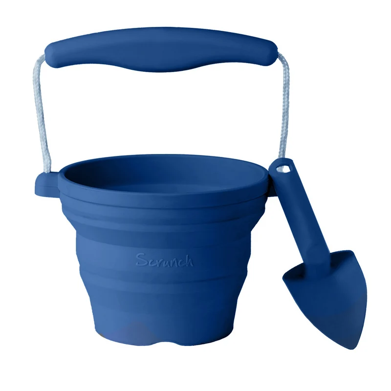 Mini-Silikoneimer mit Schaufel – Dunkeblau