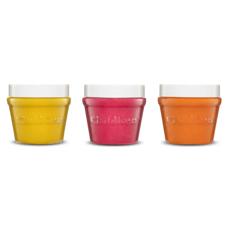Natürliche Knete in Gläsern – Gelb, Rosa, Orange