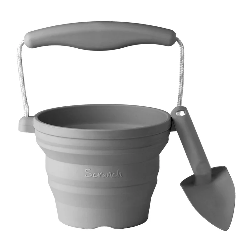 Mini-Silikoneimer mit Schaufel – Dunkelgrau