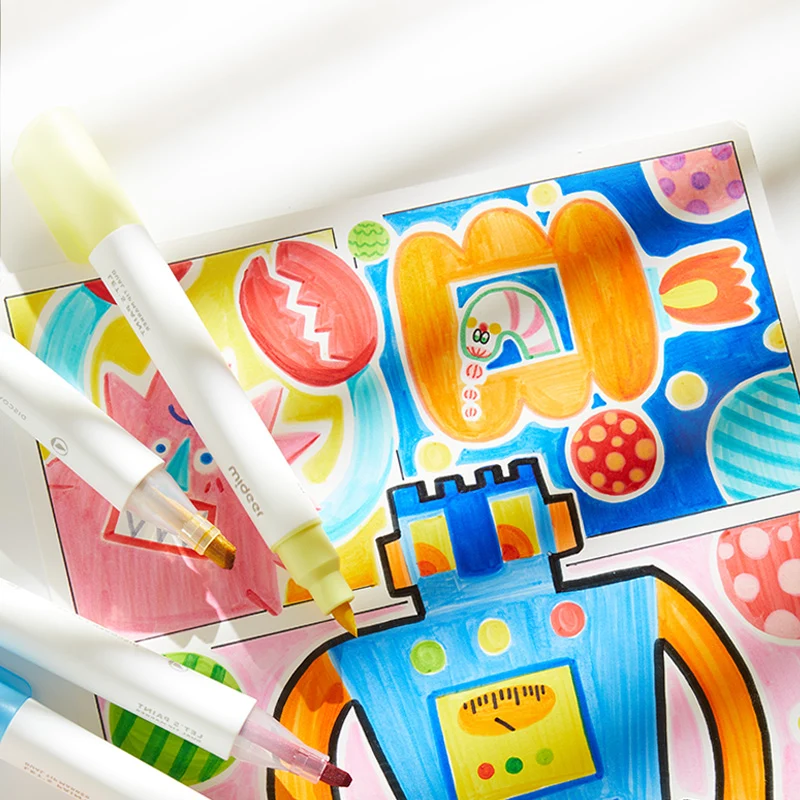Transparente Marker mit doppelter Spitze – 36 Farben