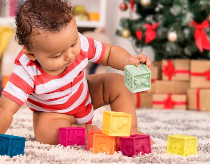 Weiche Bausteine, kleines Set OneTwoSqueeze - B.Baby