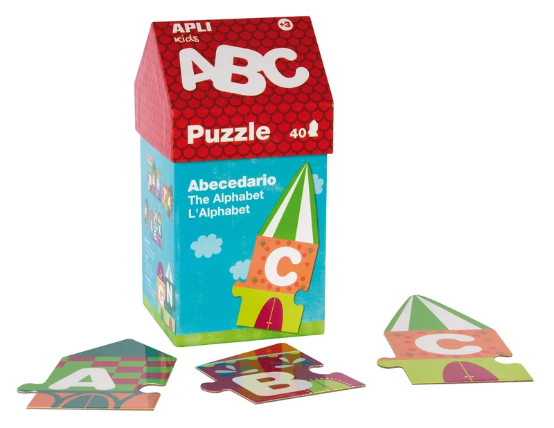 Puzzle im Kartonhaus – Buchstaben 3+