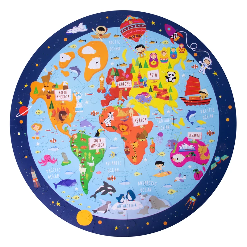 Rundes Puzzle in einer Tube – Weltkarte 5+