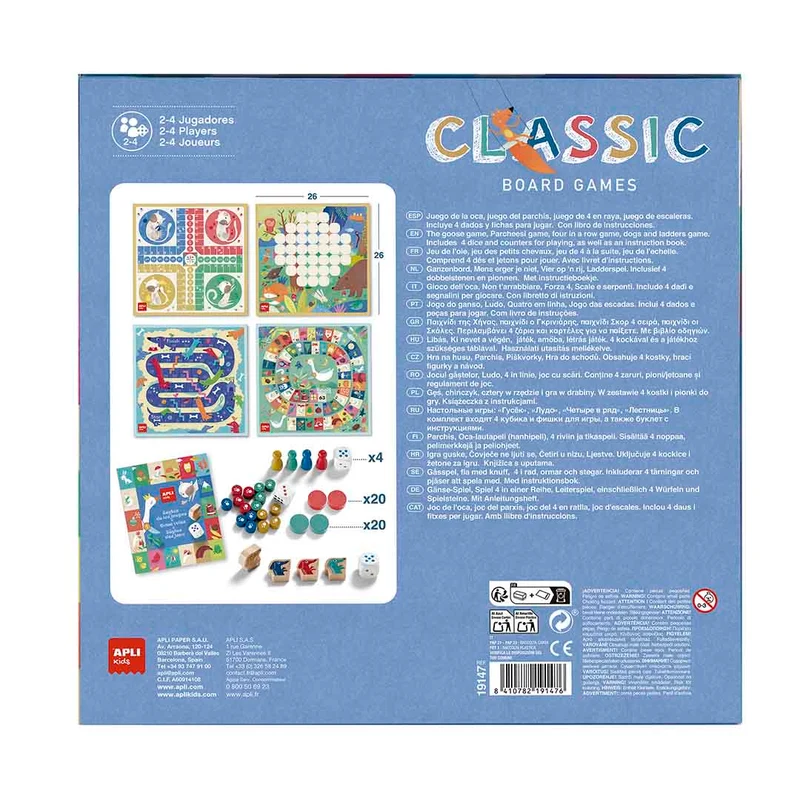 Set mit klassischen Brettspielen 4in1