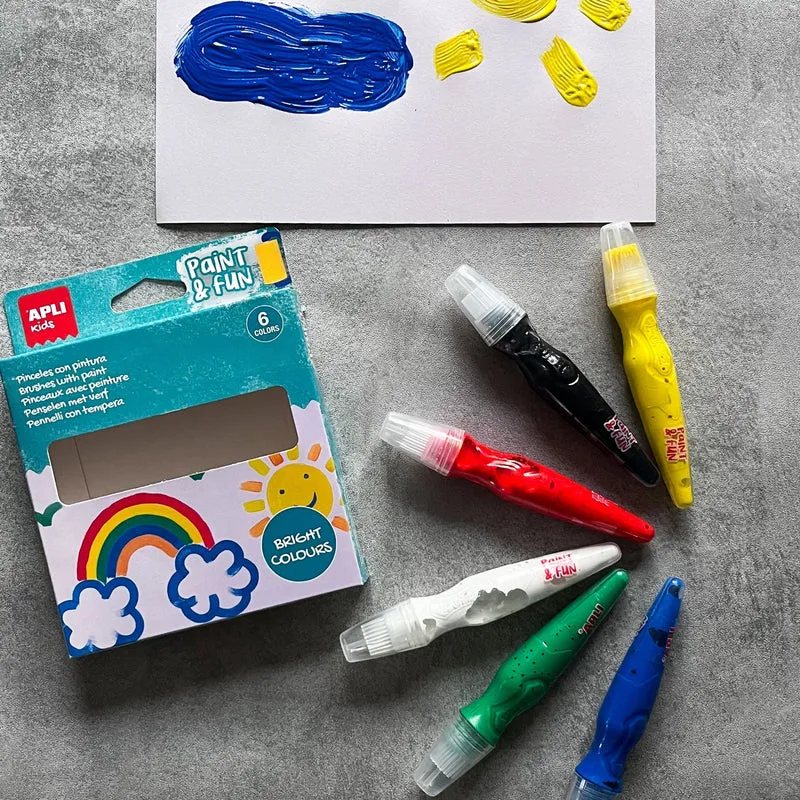 Farben in Tuben mit Pinsel – Grundfarben, 6 Stück